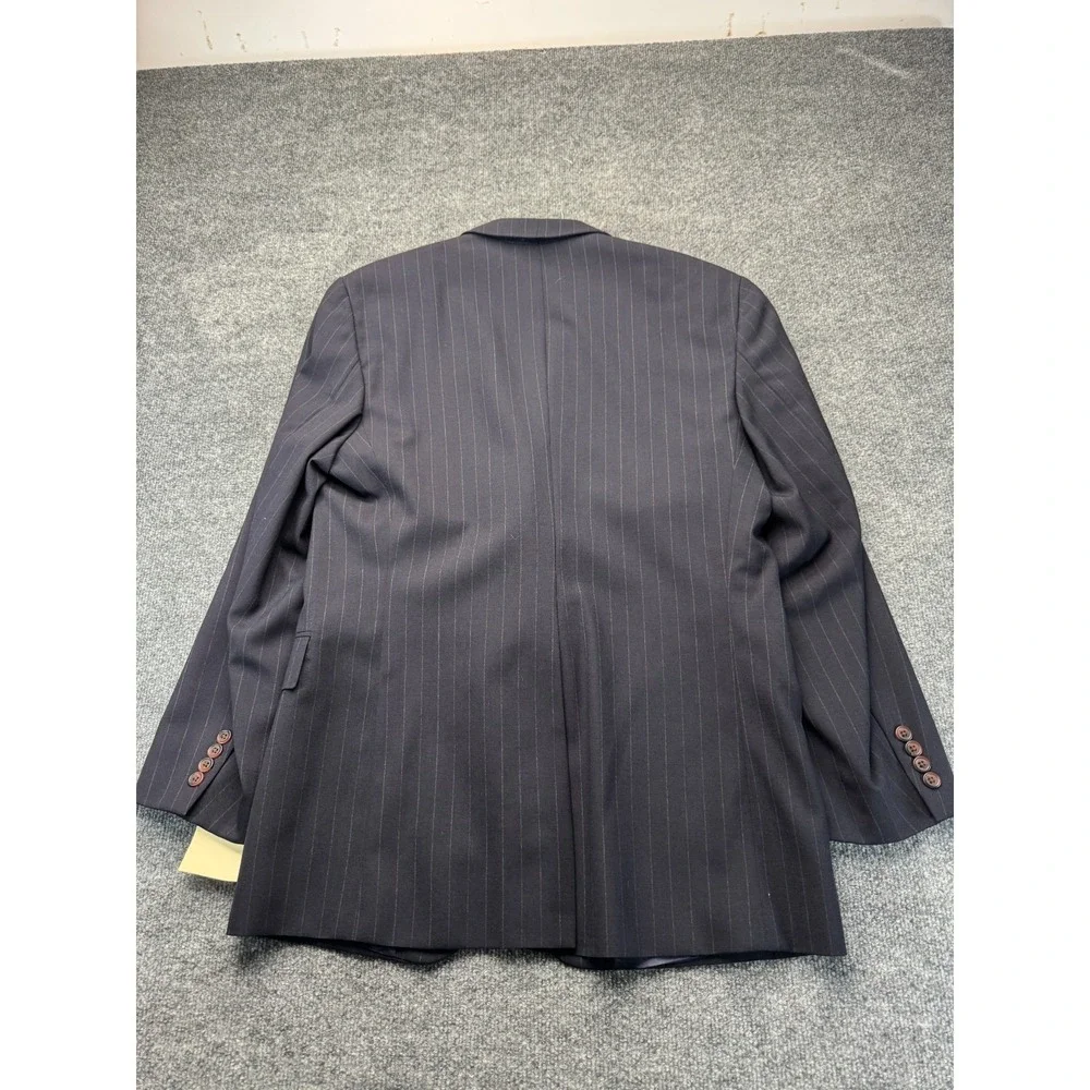Unbranded Mens Suit 42R 38x31 Navy Pinstripe 3 Button Pleated Trousers Career